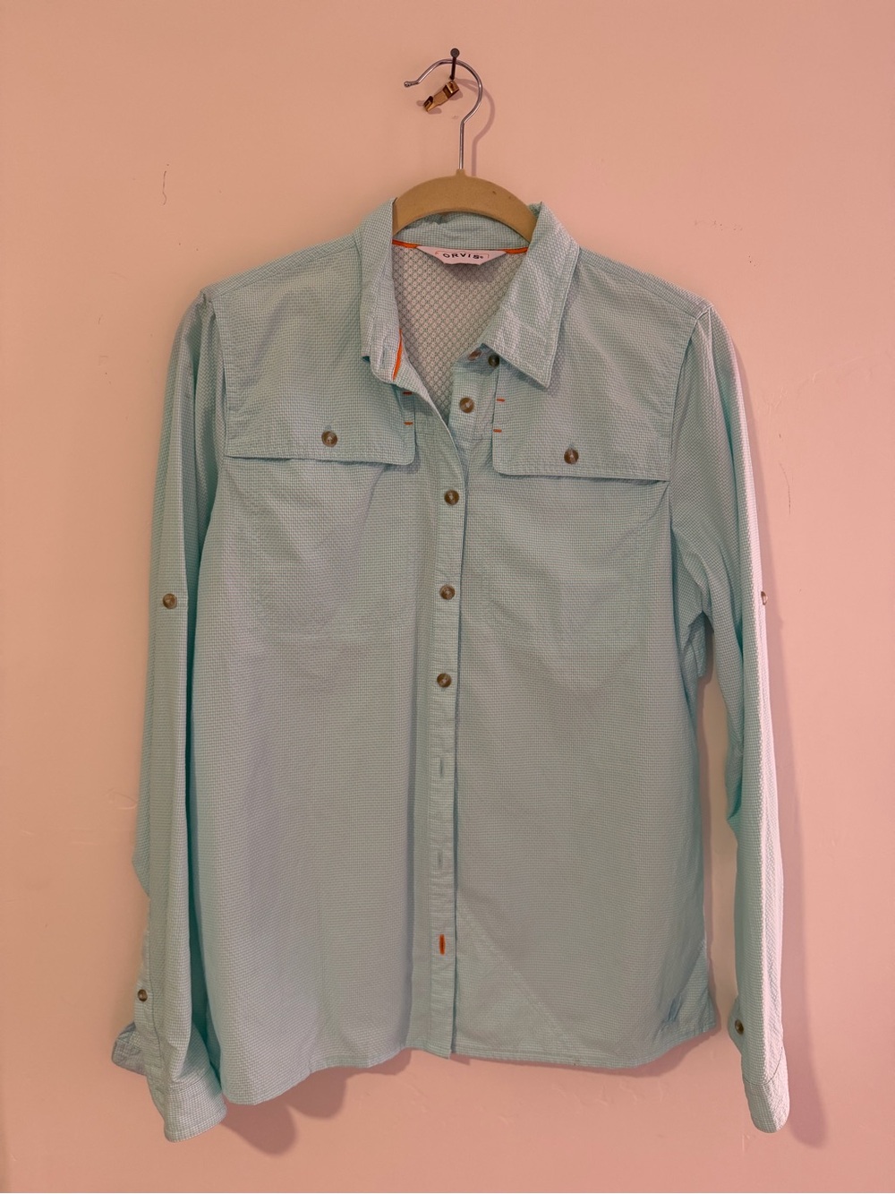 Orvis Mint Green Casual Long-Sleeve Button-Down Shirt